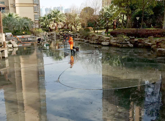 莱州景观池淤泥清理